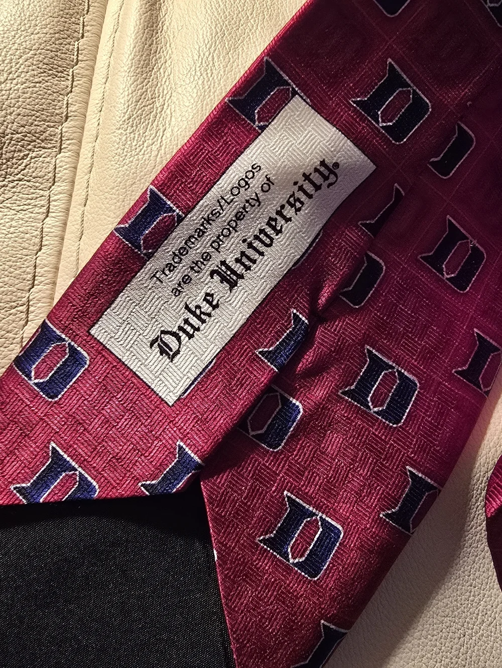 Duke University Red Blue D Logo Men's Silk Necktie Tie